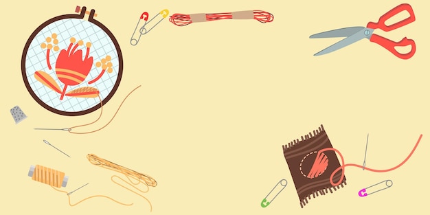 Zestawy do wyszywania ułożone na stole